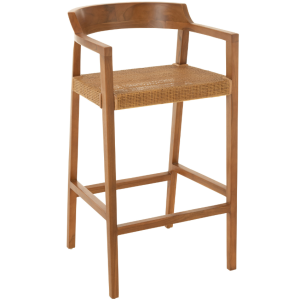 Hnědá teaková barová židle J-line Talya 78 cm  - Výška100 cm- Šířka 53 cm