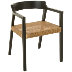 Černá teaková jídelní židle J-line Talya  - Výška71 cm- Šířka 55 cm