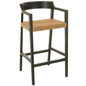 Černá teaková barová židle J-line Talya 78 cm  - Výška100 cm- Šířka 53 cm