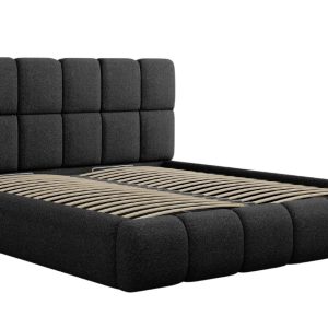 Černá čalouněná dvoulůžková postel MICADONI Bellis 160 x 200 cm  - Šířka180 cm- Výška 105 cm