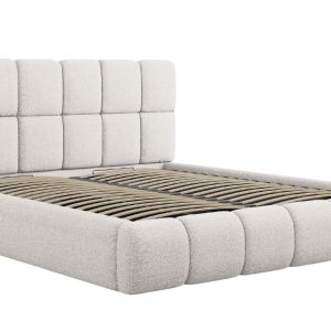 Světle šedá čalouněná dvoulůžková postel MICADONI Bellis 160 x 200 cm  - Šířka180 cm- Výška 105 cm
