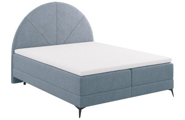 Světle modrá čalouněná dvoulůžková postel boxspring Cosmopolitan Design Sunset 160 x 200 cm  - Výška130 cm- Šířka 162 cm