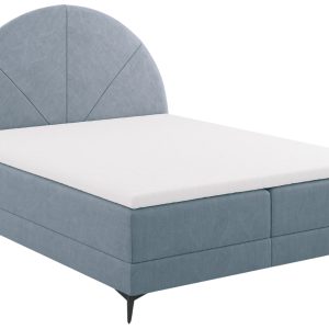 Světle modrá čalouněná dvoulůžková postel boxspring Cosmopolitan Design Sunset 180 x 200 cm  - Výška130 cm- Šířka 182 cm