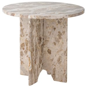 Béžový mramorový odkládací stolek Bloomingville Jasmia 46 cm  - Výška42 cm- Průměr 46 cm