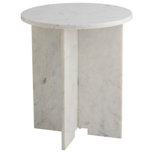 Bílý mramorový odkládací stolek Bloomingville Jasmia 46 cm  - Výška53 cm- Průměr 46 cm