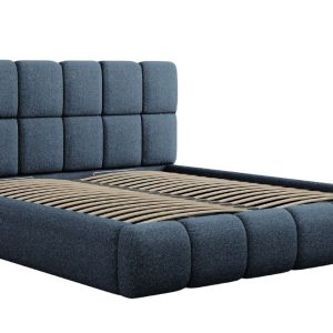 Modrá čalouněná dvoulůžková postel MICADONI Bellis 180 x 200 cm  - Šířka200 cm- Výška 105 cm
