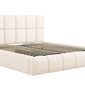 Světle béžová čalouněná dvoulůžková postel MICADONI Bellis 200 x 200 cm  - Šířka220 cm- Výška 105 cm