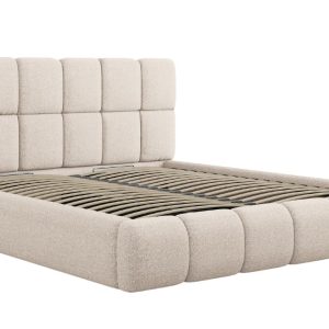 Béžová čalouněná dvoulůžková postel MICADONI Bellis 200 x 200 cm  - Šířka220 cm- Výška 105 cm