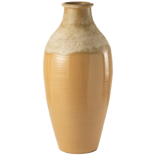 Béžová keramická váza J-line Bige 38 cm  - Výška83 cm- Průměr 38 cm