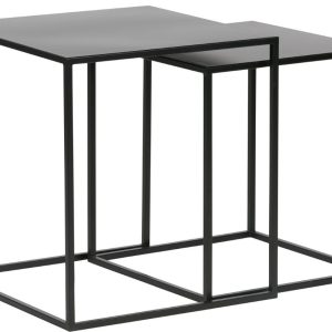 Hoorns Set dvou černých odkládacích stolků Nodens 40 x 40/45 x 45 cm  - Výška50 cm/ 45 cm- Šířka 45 cm/ 40 cm
