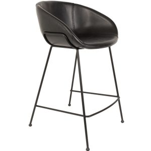 Černá koženková barová židle ZUIVER FESTON 65 cm  - Šířka54