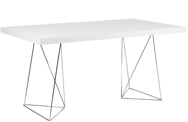 Bílý pracovní stůl TEMAHOME Multi 160 x 90 cm s chromovanou podnoží  - Výška77 cm- Šířka 160 cm