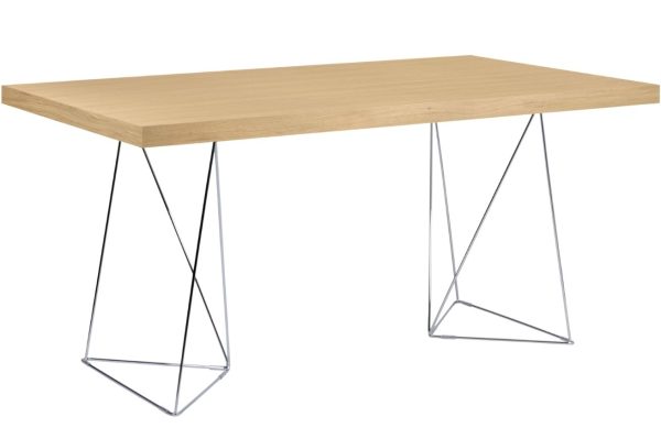 Dubový pracovní stůl TEMAHOME Multi 160 x 90 cm s chromovou podnoží  - Výška77 cm- Šířka 160 cm