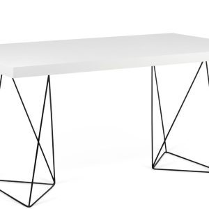 Bílý pracovní stůl TEMAHOME Multi 160 x 90 cm s černou podnoží  - Výška77 cm- Šířka 160 cm