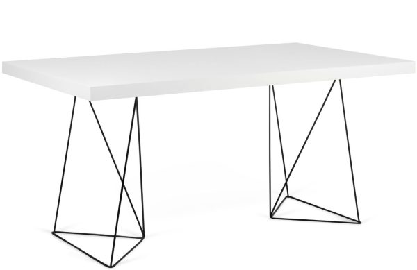 Bílý pracovní stůl TEMAHOME Multi 160 x 90 cm s černou podnoží  - Výška77 cm- Šířka 160 cm