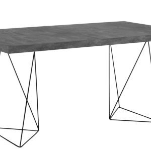 Betonově šedý pracovní stůl TEMAHOME Multi 160 x 90 cm s černou podnoží  - Výška77 cm- Šířka 160 cm