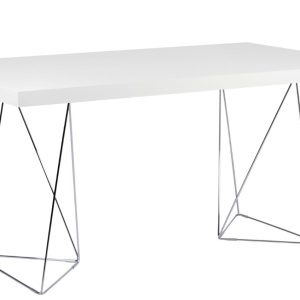 Bílý pracovní stůl TEMAHOME Multi 180 x 90 cm s chromovou podnoží  - Výška77 cm- Šířka 180 cm