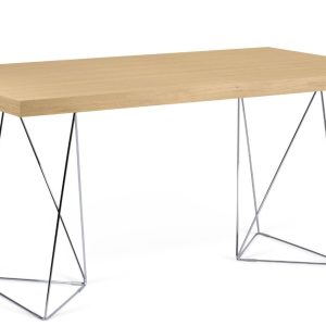 Dubový pracovní stůl TEMAHOME Multi 180 x 90 cm s chromovou podnoží  - Výška77 cm- Šířka 180 cm
