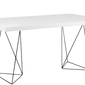 Bílý pracovní stůl TEMAHOME Multi 180 x 90 cm s černou podnoží  - Výška77 cm- Šířka 180 cm