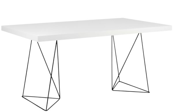 Bílý pracovní stůl TEMAHOME Multi 180 x 90 cm s černou podnoží  - Výška77 cm- Šířka 180 cm