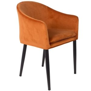 White Label Oranžová sametová jídelní židle WLL CATELYN  - Výška77 cm- Šířka 57 cm