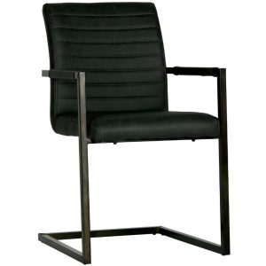 Hoorns Antracitově šedá koženková jídelní židle Jefrey  - Výška87 cm- Šířka 54 cm