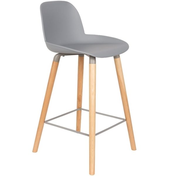 Světle šedá plastová barová židle ZUIVER ALBERT KUIP 65cm  - Šířka45 cm- Hloubka 47