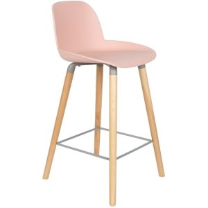 Růžová plastová barová židle ZUIVER ALBERT KUIP 65cm  - Výška89 cm- Hloubka 47