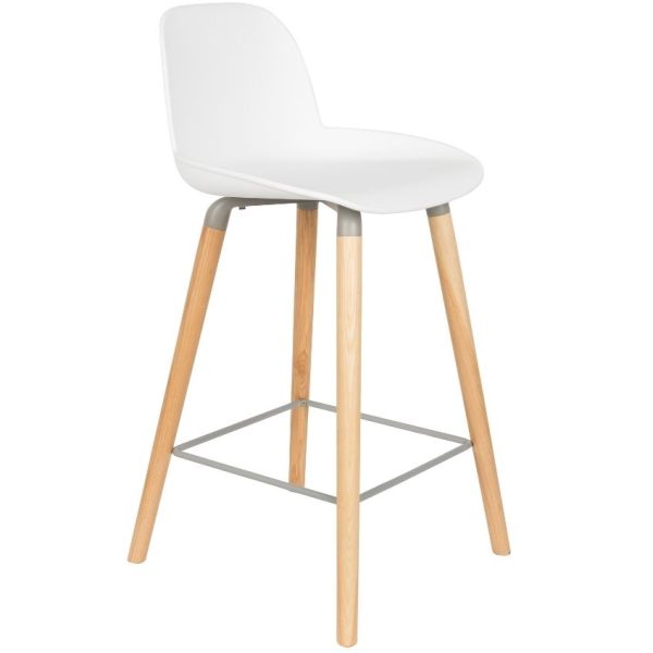 Bílá plastová barová židle ZUIVER ALBERT KUIP 65 cm  - Výška89 cm- Šířka 45 cm