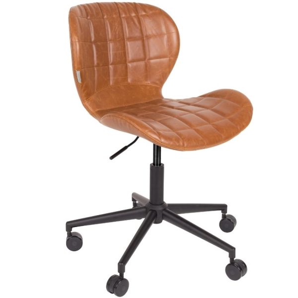 Hnědá koženková konferenční židle ZUIVER OMG  - Šířka65 cm- Výška 76/88 cm