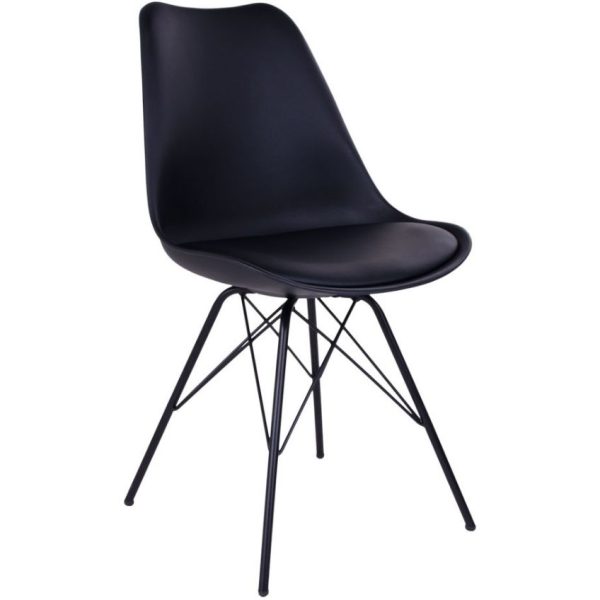 Nordic Living Černá plastová jídelní židle Marcus s černou podnoží  - Výška86 cm- Šířka 48 cm