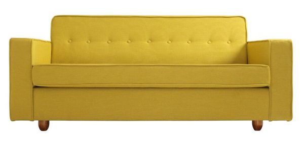 Nordic Design Kurkumově žlutá látková třímístná pohovka Tracy 210 cm  - Výška80 cm- Šířka 210 cm