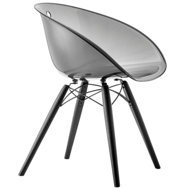 Pedrali Transparentní kouřová plastová jídelní židle Gliss 905  - Výška76 cm- Šířka 58 cm