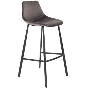 Šedá sametová barová židle DUTCHBONE Franky 80 cm  - Výška106 cm- Šířka 50 cm
