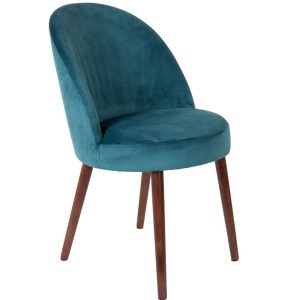 Modrá sametová jídelní židle DUTCHBONE Barbara  - Výška židle85