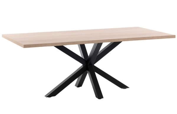 Dubový jídelní stůl Kave Home Argo 200 x 100 cm s černou kovovou podnoží  - Výška78 cm- Šířka 200 cm