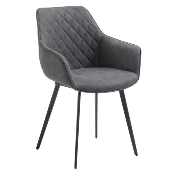 Tmavě šedá koženková jídelní židle Kave Home Amira  - Výška87 cm- Šířka 60 cm
