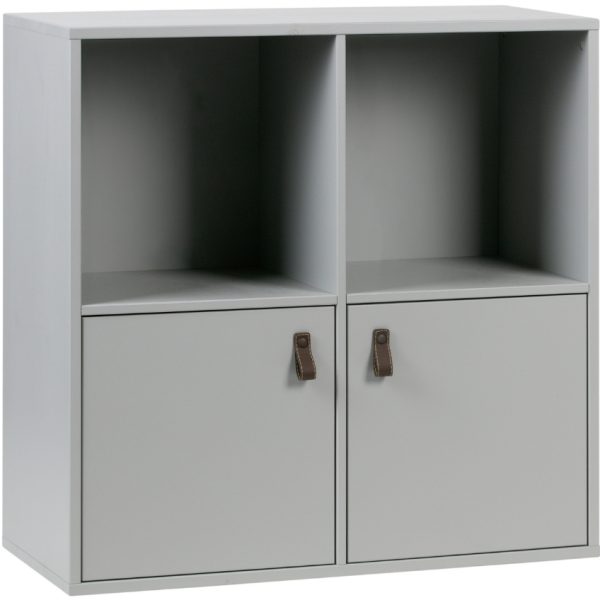 Hoorns Cementově šedá dřevěná skříň Inara L 81 x 35 cm  - Výška81 cm- Šířka 81 cm