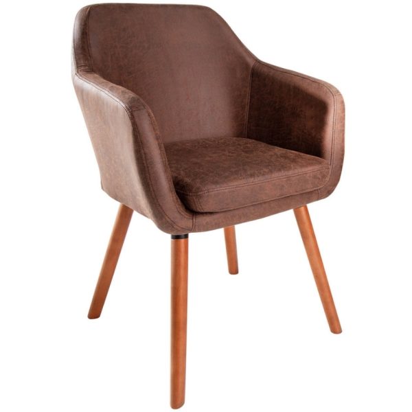 Moebel Living Hnědá koženková jídelní židle Vera  - Výška83 cm- Šířka 57 cm