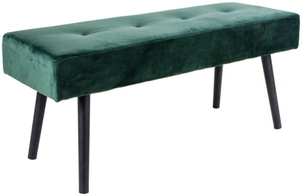 Nordic Living Tmavě zelená sametová lavice Mekl 100 cm  - Šířka100 cm- Hloubka 35 cm