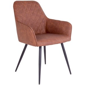 Nordic Living Hnědá koženková jídelní židle Malvik  - Výška87 cm- Šířka 57 cm