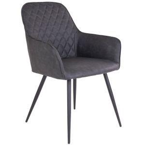 Nordic Living Tmavě šedá koženková jídelní židle Malvik  - Výška87 cm- Šířka 57 cm