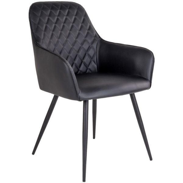 Nordic Living Černá koženková jídelní židle Malvik  - Výška87 cm- Šířka 57 cm