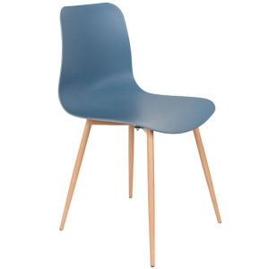White Label Modrá plastová jídelní židle WLL LEON  - Výška80 cm- Šířka 44