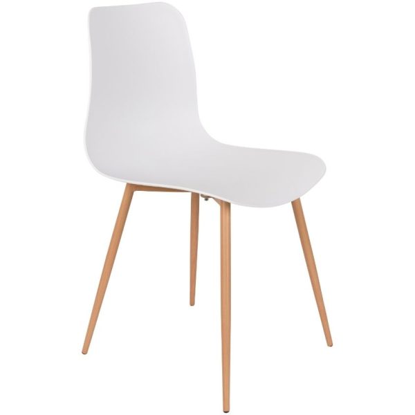 White Label Bílá plastová jídelní židle WLL LEON  - Výška80 cm- Šířka 44