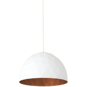 Nordic Design Bílé kovové závěsné světlo Auron L s měděnými detaily  - Průměr50 cm- Výška 100 cm