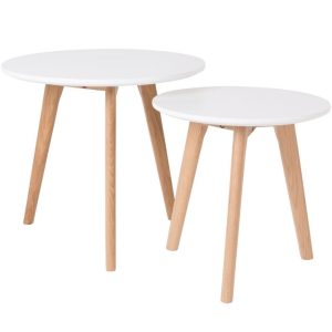 White Label Set dvou konferenčních stolků WLL BODINE 40/50 cm  - Výška40/45 cm- Průměr 40/50 cm