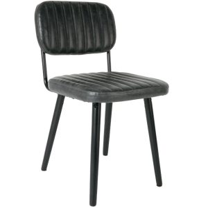 White Label Černá koženková jídelní židle WLL JAKE WORN  - Výška81 cm- Šířka 46 cm