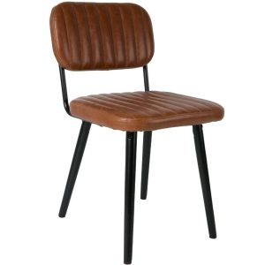 White Label Hnědá koženková jídelní židle WLL JAKE WORN  - Výška81 cm- Šířka 46 cm