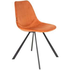Oranžová sametová jídelní židle DUTCHBONE Franky  - Výška83 cm- Šířka 46 cm